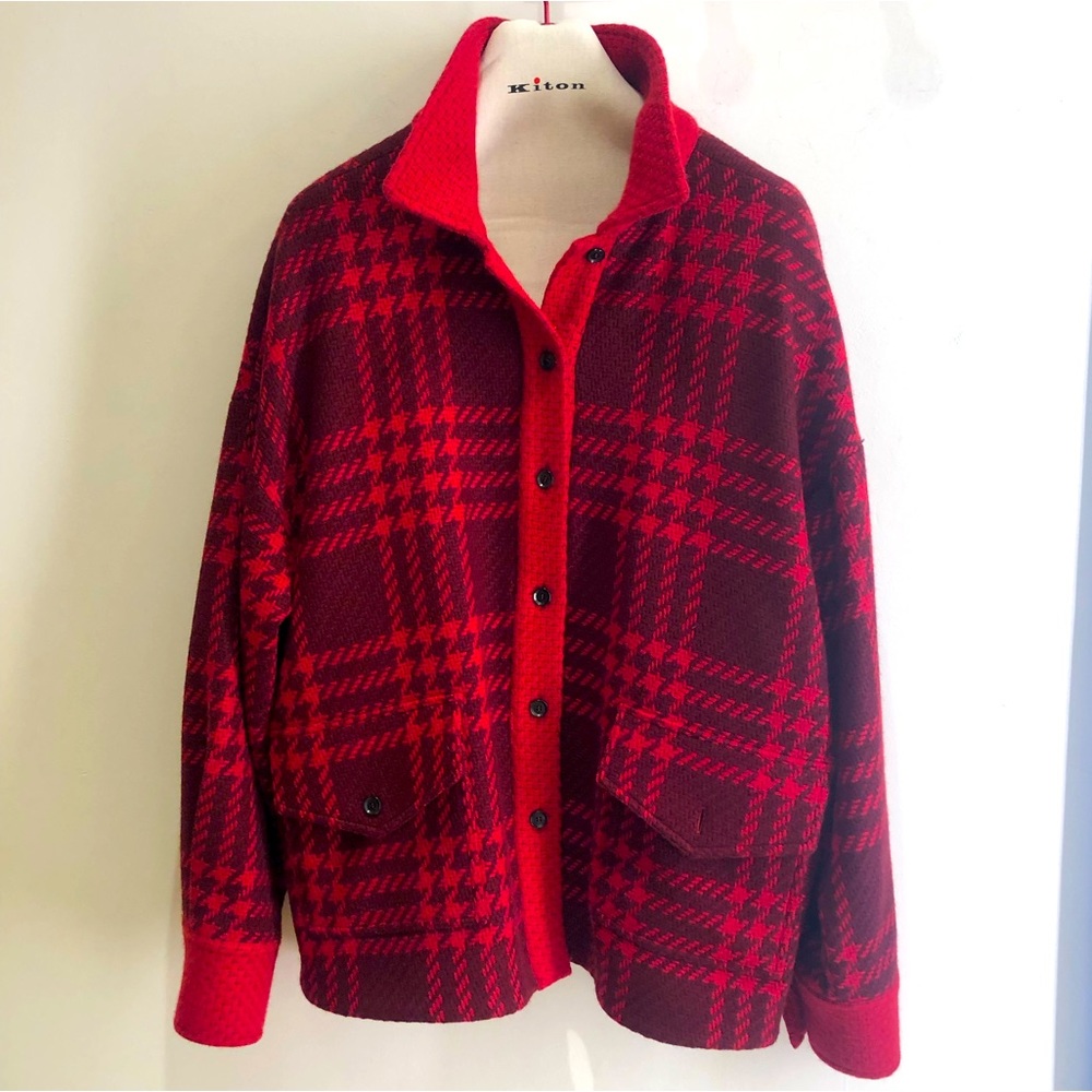 New Kiton cashmere plaid bomber jacket